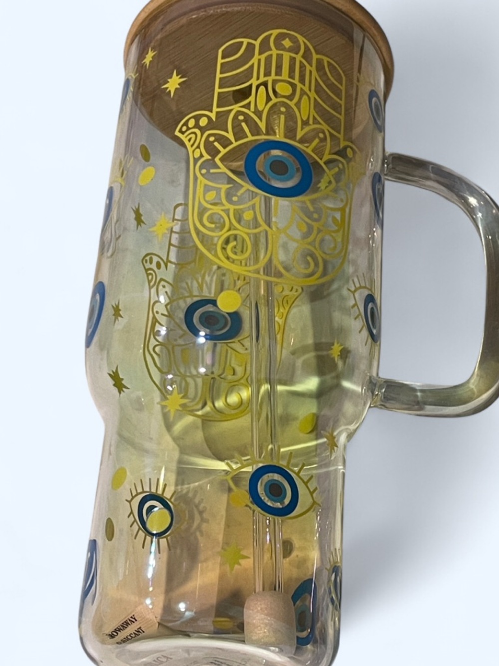 Hamsa Evil Eye Glass Tumbler